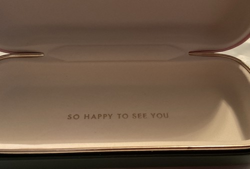 Kate Spade Pink Green Eyeglass Hard Case w/ New Cloth “So Happy to See You” - Picture 8 of 10