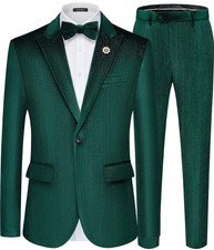 Men's Slim Fit 2-Piece Velvet Tuxedo Suit Set  Bow Tie, Luxurious Party/Dinner