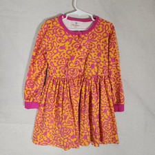 Hanna Andersson Girls Floral Dress Size 110 US 5 Orange Pink Cottagecore