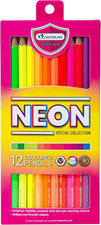 Neon Colored Pencils 12 Fluorescent Colors Set for Kids and Adults Coloring