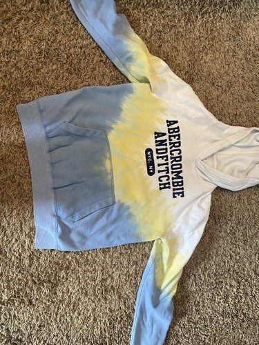 Abercrombie Kids Blue Yellow White Hoodie 15/16 Tie Dye - Picture 1 of 3