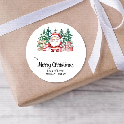 HOMEMADE 48 PERSONALISED CHRISTMAS STICKERS | FATHER CHRISTMAS | GIFT WRAPPING LABELS