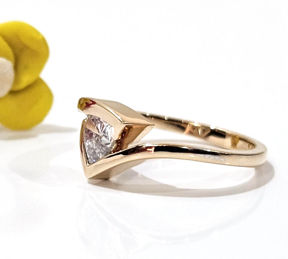 Lab Grown Diamond Engagement Ring Trillion Cut 10K Gold Ring Gifts For Her - Image 3 of 4