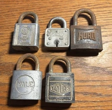 Lot of 5 Vintage Padlocks~ No Keys For Restoration