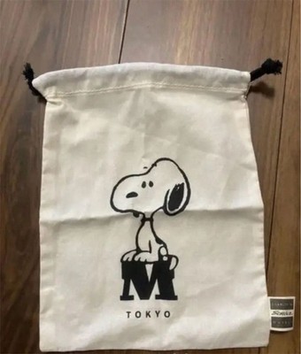 Snoopy's Snoopy Museum Tokyo Minami Machida Limited Drawstring Pouch White #e811