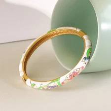 北京景泰蓝莲子荷花手镯女掐丝珐琅复古民族风开口手环古风饰品