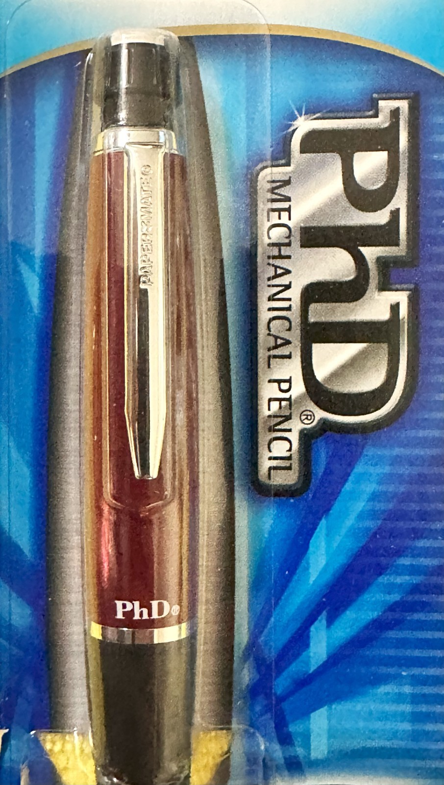 Paper Mate PhD .5 mm Pencil Cherry Red  & Chrome-Original Packaging, Very Rare!