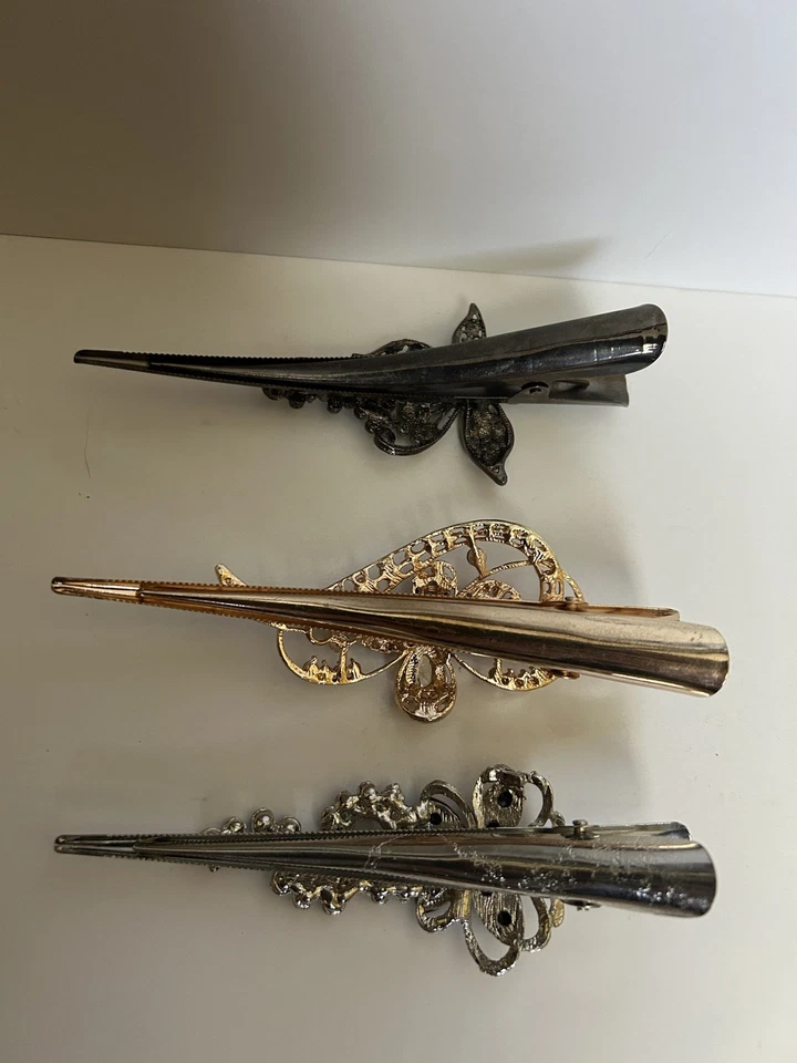 3 clips de pico de pato pelícano, disfraz plateado, oro rosa y bronce (5") Foto 4 de 4