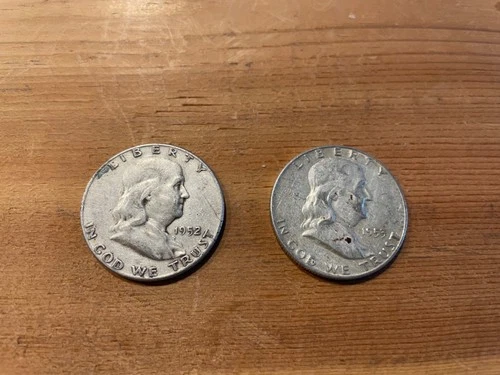 1952P/1953D Franklin Halves, Circ, 90% Silver. No Reserve, Low Starting Bid