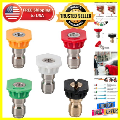 #ad Heavy Duty Pressure Washer Nozzle Tips 5 Stainless Steel 4000 PSI Capacity $8.99