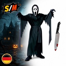 Scream Kostüm mit Scream Maske, Ghostface Kostüm Kinder Herren, Halloween Kostüm