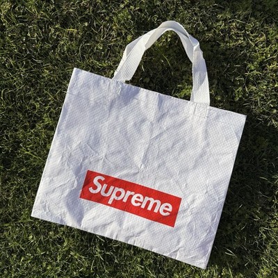 Auth Supreme Reusable Shopping Tote Bag Woven Handles Polypropylene M 14x12x3.5