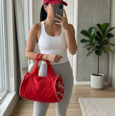 Lee Cooper Barbados Gym Yoga Pilates Bright Red Vintage Duffel Gym Bag