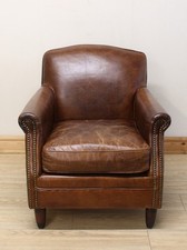 Artsome Coach House Gordon Brown Distressed Leather Club Chair / Armchair