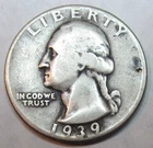 1939 P * PHILADELPHIA * Silver WASHINGTON QUARTER * As Seen * USA FREE SHIP