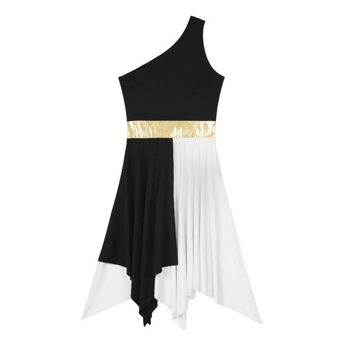 Women's Asymmetrical Color Block Tank Dress Lyrical Contemporary Dance Costume - Picture 105 of 114