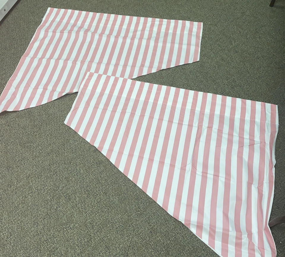 2 CORTINAS COUNTRYS Nantucket Cenefa Rosa Blanco Rayas para Una Ventana Foto 2 de 3