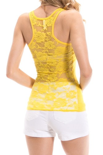 NEW SEXY Lace Racerback Ribbed Solid Tank Top Sleeveless Shirts - Picture 41 of 46