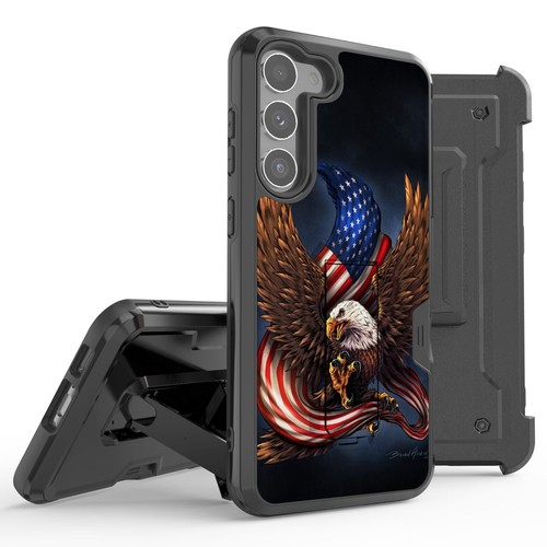 Rugged Hybrid Skin Holster Case +Tempered Glass / Stand Cover for Samsung Galaxy - Picture 5 of 5