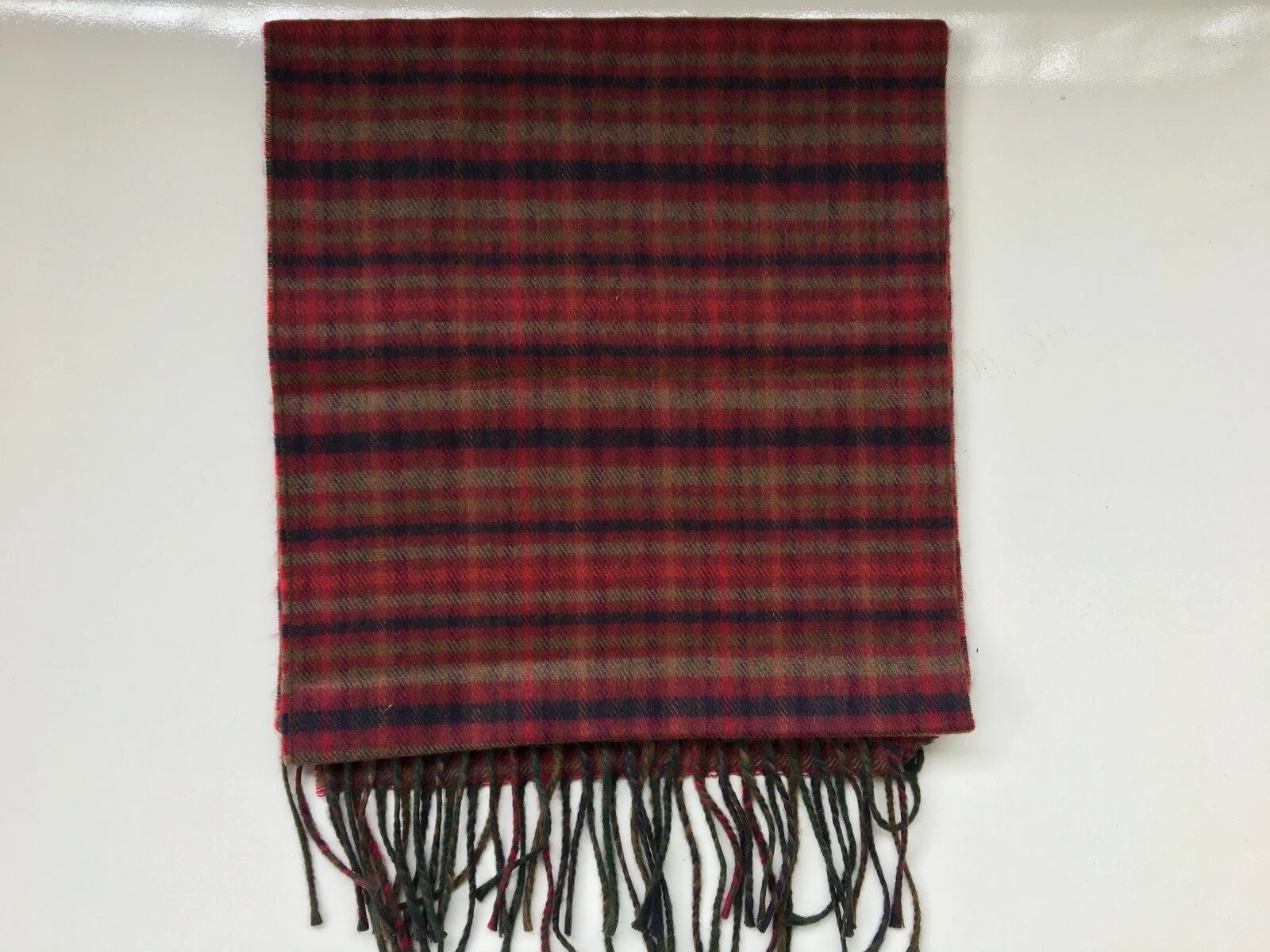 Christian Dior Monsieur Foulard Cashmaire rouge à carreaux   Frange