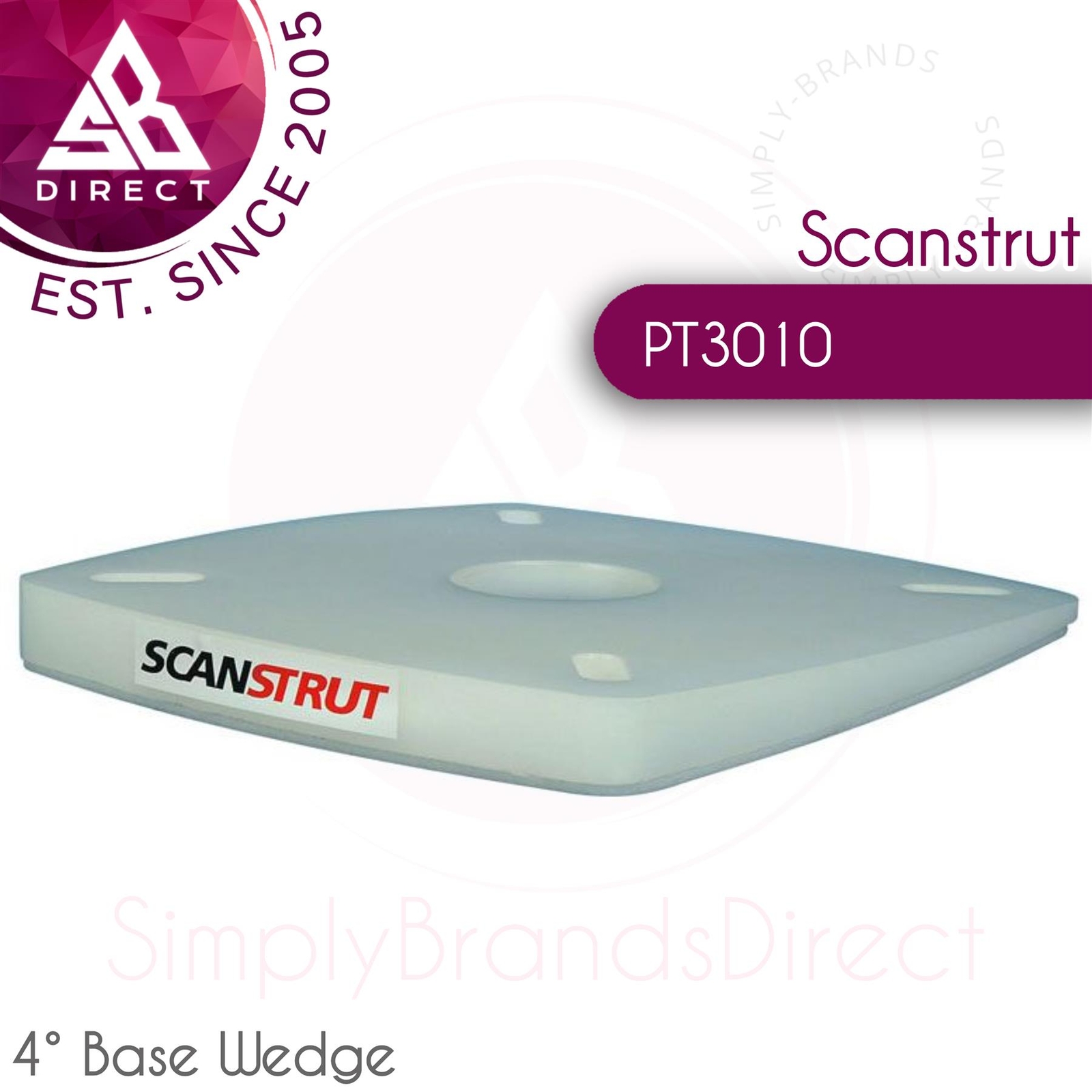 Cuña base Scanstrut PT3010 4°│Se adapta a todas las torres eléctricas de compuesto y aluminio