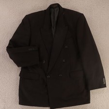 Raffinati Jacket L Black Polyester Viscose Blazer Sport Coat Double Breasted 44R
