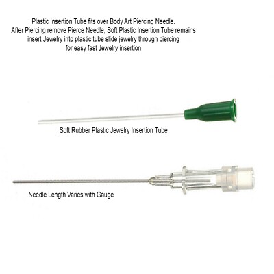 50 Sterile Body Art Piercing Catheters Needle Plastic Jewelry Insertion Sheath