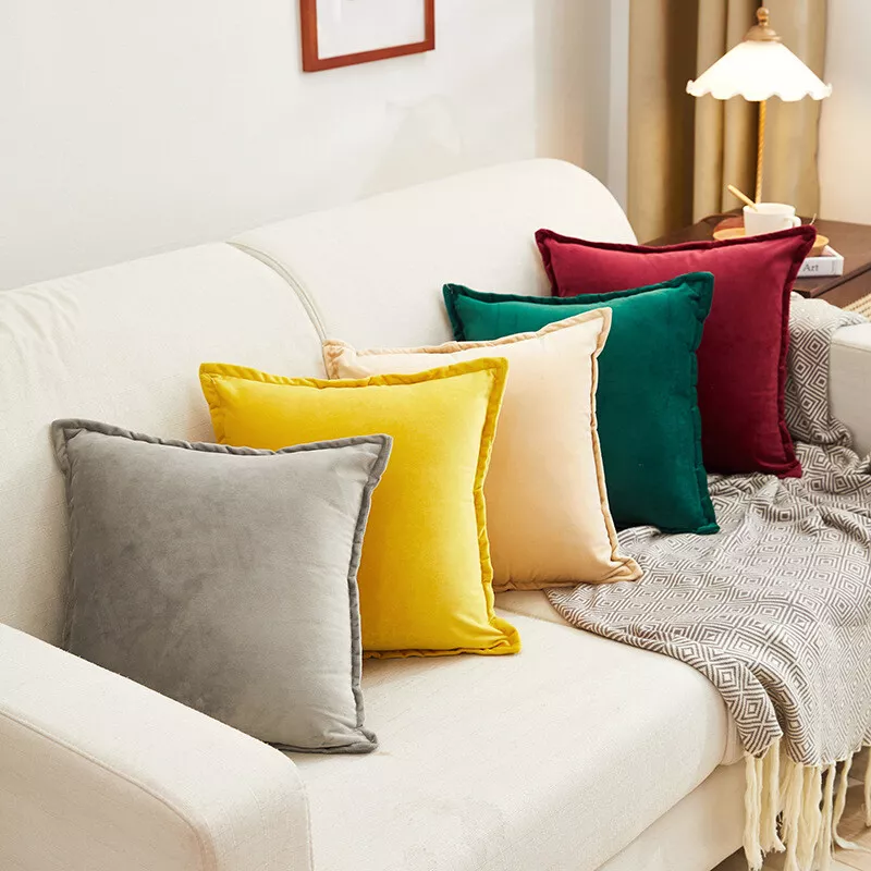 Velvet Cushion Covers Pillow Cases Soft Plain Cushion Cover Sofa Luxury 3  Sizes