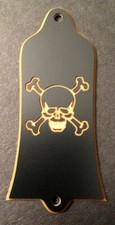 GUITAR TRUSS ROD COVER - Engraved Etched - Fit GIBSON - SKULL  BONES BLACK GOLD
