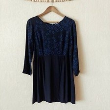 Urban Outfitters silk dress black blue long sleeve mini size 4