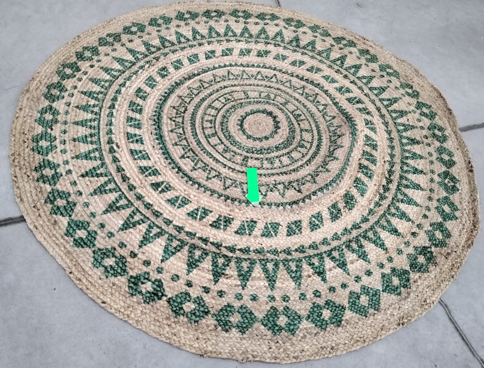Teal and Natural 6x6 Round Broken Thread Rug - Discounted Price NF802E-6R-image