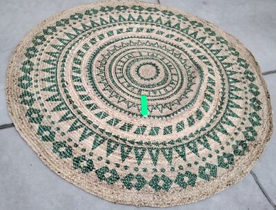 TEAL / NATURAL 6' X 6' RD Broken Thread Rug, Reduced Price 1172747168 NF802E-6R