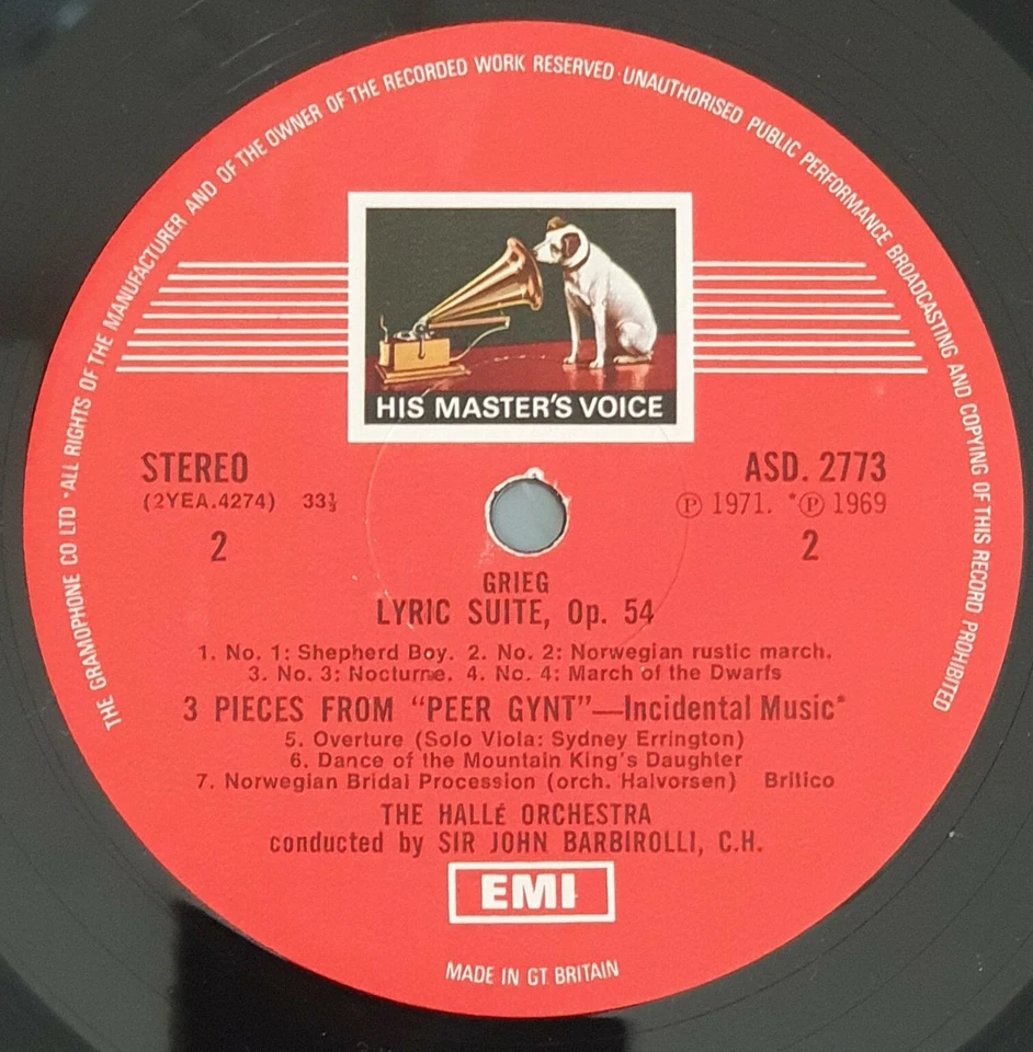 ASD 2773 Barbirolli conducts GRIEG, EMI Rare First Edition - Low Stampers - Image 4 of 4