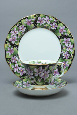 Royal Albert Provincial Flowers Purple Violet 3 tlg.Tasse Untertasse Teller