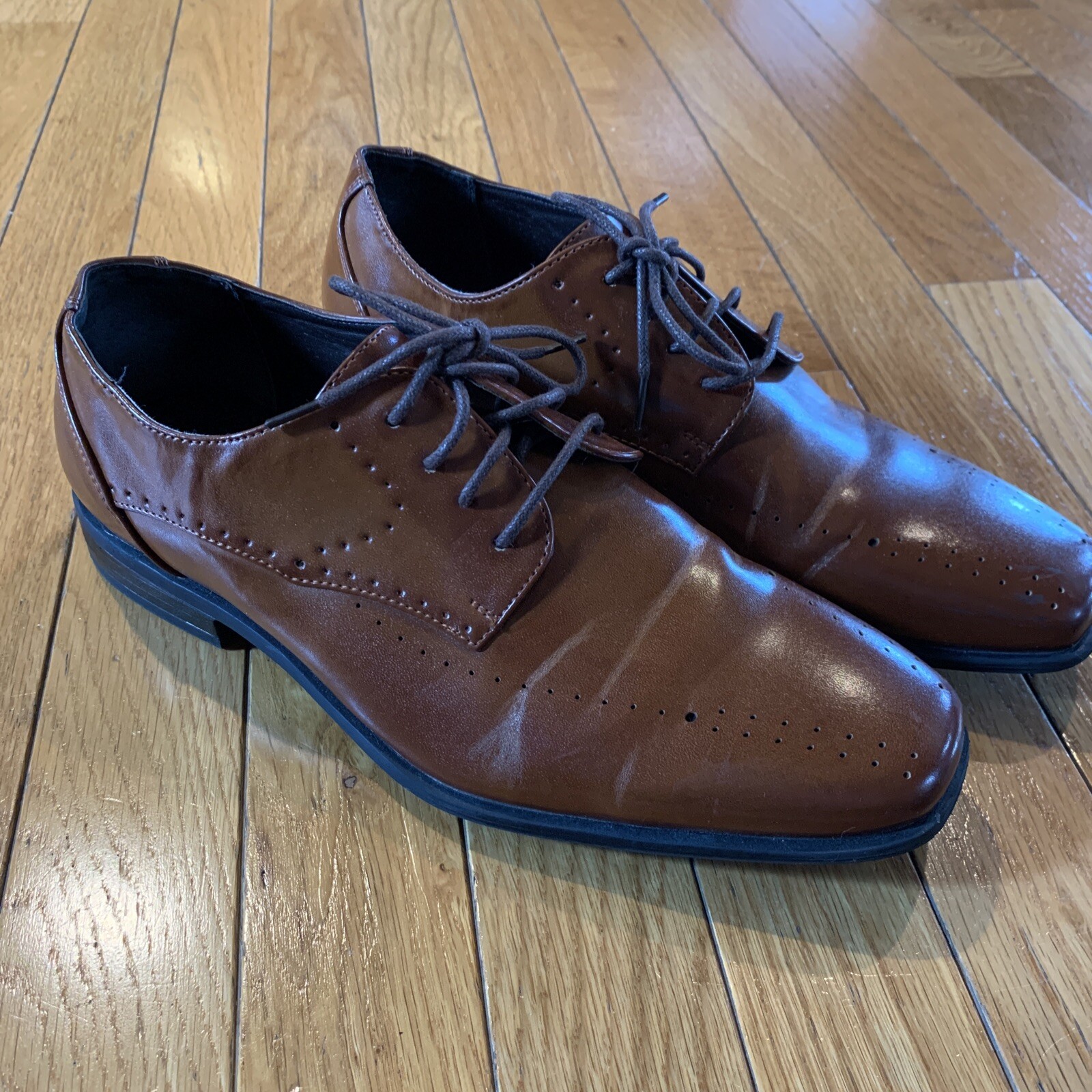 SAOLA Scarpe da lavoro casual eleganti Stacy Adams punta quadrata stringate marrone cognac uomo taglia 7 M