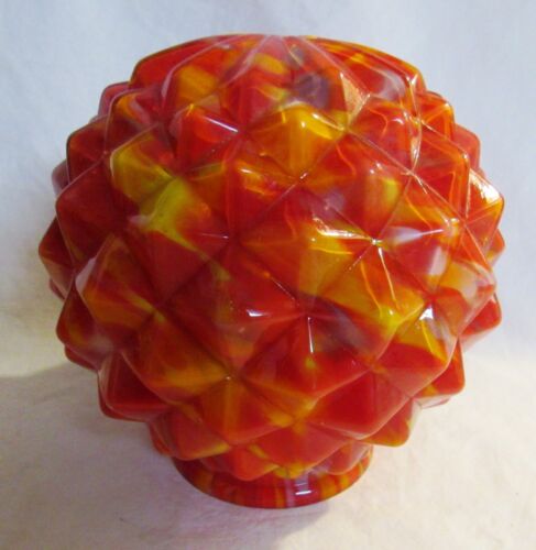CZECH GLASS END OF DAY DIAMOND HOBNAIL LAMP SHADE