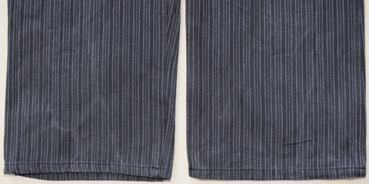 French 1950s Grey Striped Work Chore Woven Cotton Pants W44 Made
