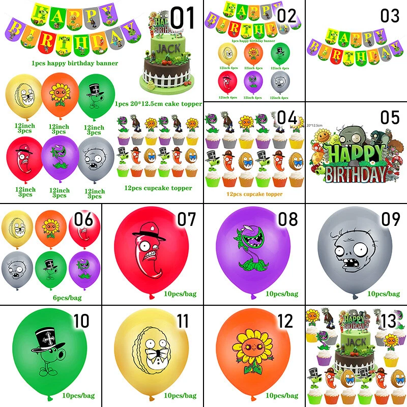 Plants Vs Zombies Theme Party Balloon Cake Toppers Set Birthday Party Decor DIY - Изображение 2 из 4
