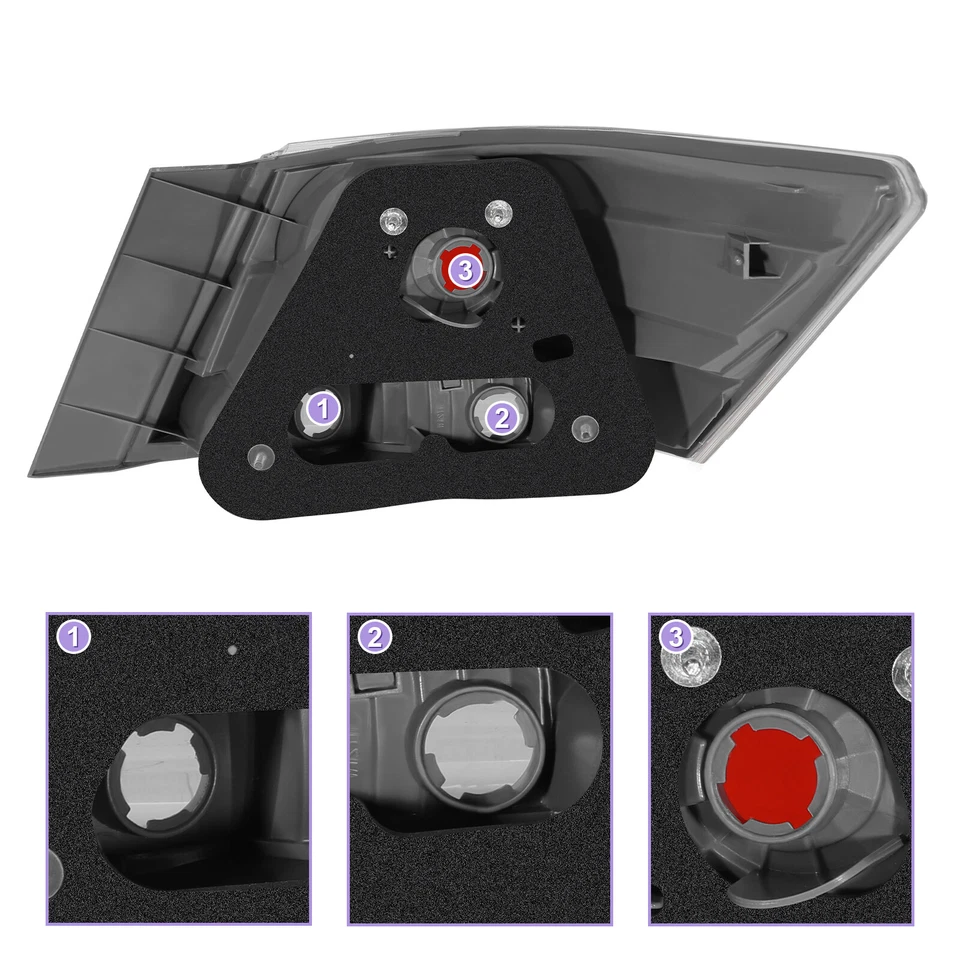 Pair Outer Tail Lights Lamps For 2008-2012 Honda Accord Sedan Left+Right Sides Foto 3 de 4