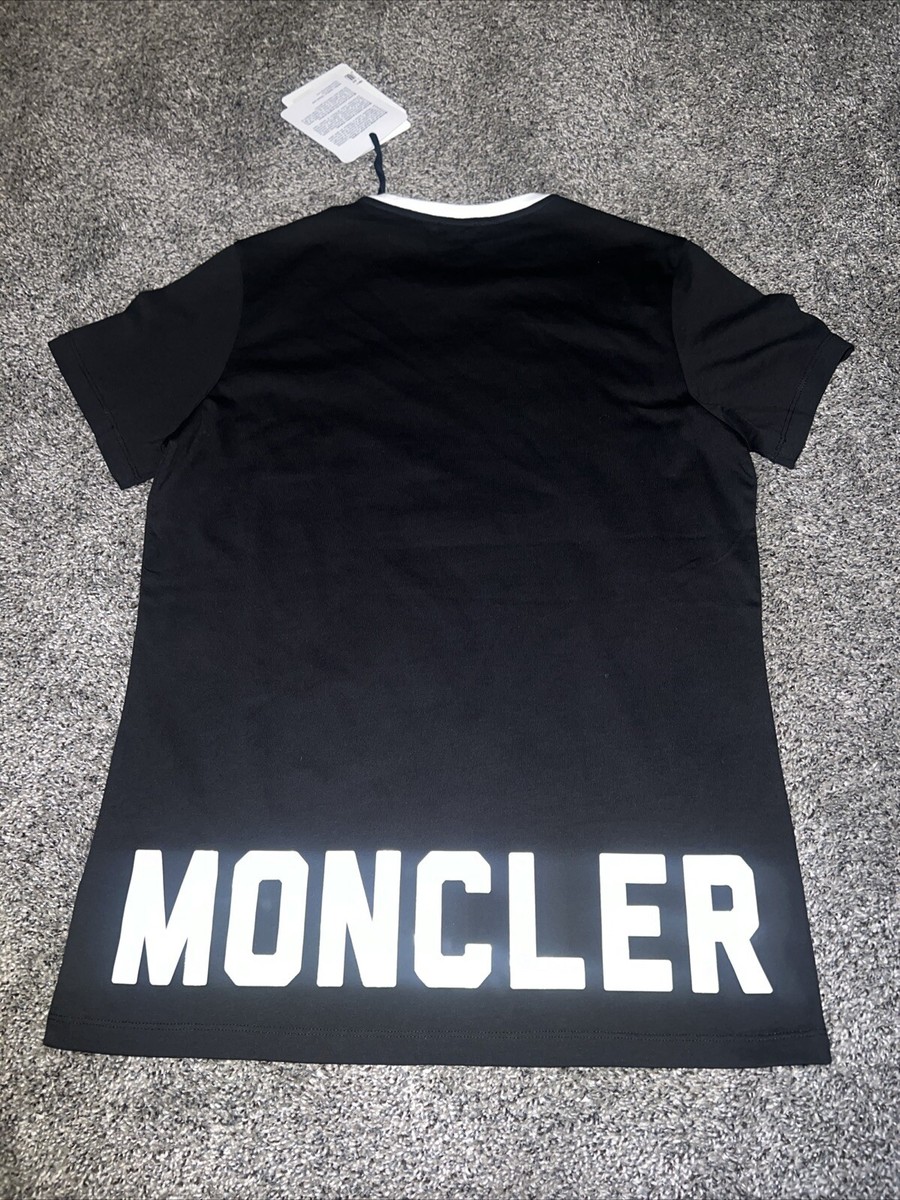 MONCLER モンクレール T-SHIRT GIROCOLLO Tシャツ S Moncler T-Shirt Girocollo Back Logo Shirt Women's Sz M Black