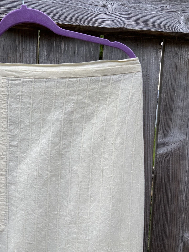 Maxi Falda Lino Amarillo Lino Algodón Lagenlook Cottagecore Bolsillo Talla L Foto 2 de 4