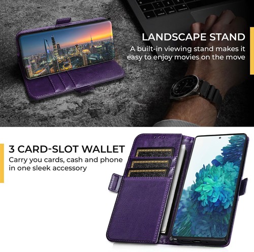 For Samsung Galaxy S20 FE 5G Leather Case Folio Cover / Privacy Screen Protector - Zdjęcie 4 z 43
