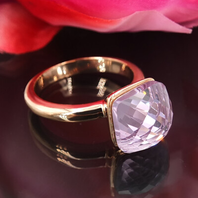 Damen-ring RoseGold 52 Pink Kristall Cocktailring nobel