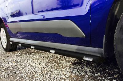 Schwarze Seitenleisten + weiße LEDs passend für Nissan Kubistar 1997-2007 Edelstahl