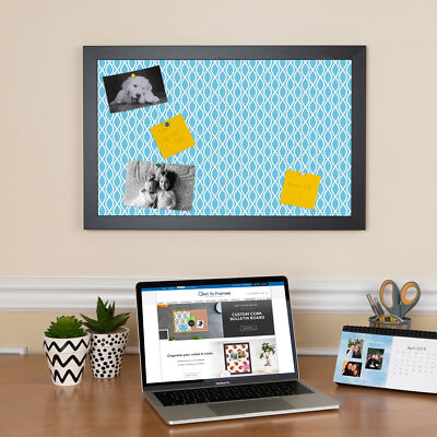 ArtToFrames Custom Cork Bulletin Board Waves Framed in Satin Black