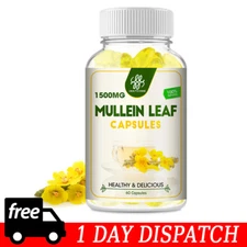 Mullein Leaf Capsules 1500MG For Lung Cleanse Detox Herbal Dietary Supplement