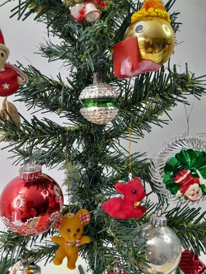 Vintage Christbaumschmuck WÄHLEN Kugeln Kitsch Seide gesponnen Schneemann Elfe