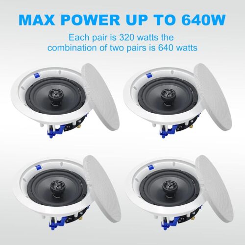 Altavoces de techo Herdio 6,5"" amp Bluetooth tienda teatro montaje empotrado 4 altavoces - Imagen 11 de 15