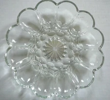 ANCHOR HOCKING Vintage FAIRFIELD HEAVY CLEAR GLASS DEVILED EGG PLATE DISH - EUC 