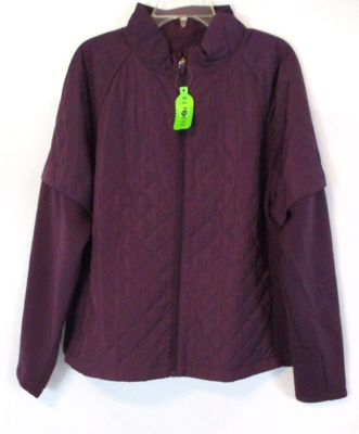 Zuda Quilted Jacket w/Scuba Knit Sleeves Purple XL Zip Front